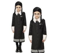 Famille Addams Wednesday Costume Filles Costume Halloween + Perruque