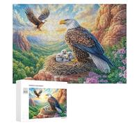 Famille Aigle dans la vallée avec l'aigle Volant Puzzle 300 Pièces pour Adolescents 14+ Activité du Week-End Raisonnement Logique Cadeau pour 300 PCS