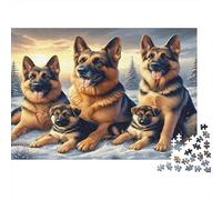 Famille bergers allemands Puzzle 1000 Pièces Adulte en Carton Recyclé, Jeu De Puzzle À Assembler Soi-même défi Entre Amis pour Un Moment De Complicité, Étoile du Cadeau De Noël 38x26cm/1000pcs