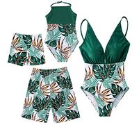 Famille Correspondant Maillots de Bain Maman et Moi Maillots de Bain Famille Matching Maillots de Bain Parent Une pièce Couples Maillot de Bain Feuilles imprimé Fleuri vêtements de Plage