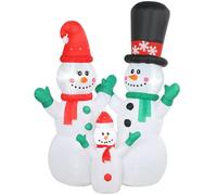 Famille de bonhomme de neige gonflable Outsunny, décoration de Noël de 1,8 m avec éclairage LED, décoration de jardin, éclairage de Noël autogonflant pour l'intérieur et l'extérieur