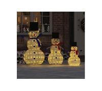 Vidaxl Famille De Bonhommes De Neige De Noël 3 Pcs Blanc Chaud