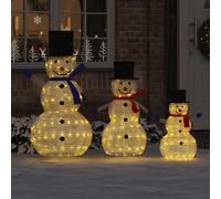 Famille de Bonhommes de Neige de Noël 3 pcs Blanc chaud tissu vidaXL