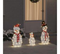 Famille de bonhommes de neige éclairés 3 pcs Blanc chaud vidaXL