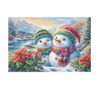 Famille de bonhommes de Neige Noël 1000 Pièces Puzzle Expert Confirmé en Carton Rigide Haute Densité Très Difficile Motif Complexe Décoration Murale Cadeau Premium 1000 PCS