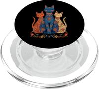 Famille de Chat bohème Folklorique Trio Floral Paix PopSockets PopGrip pour MagSafe