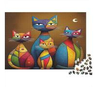 Famille de Chats Puzzle 1000 Pièces Adulte sans Poussière, Puzzle Difficile énigme De Compétence Logique pour Une Activité Zen, Puzzle Cadeau d'anniversaire 70x50cm/1000pcs