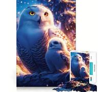 Famille de Chouettes des neiges Puzzle de 1000 pièces pour Adultes Jeu de réflexion Image Douce et relaxante Assembler Joli Cadeau (38x26cm)