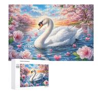 Famille de cygnes sous Pleine Lune Puzzle 1000 Pièces pour Couples Loisirs À La Maison Résolution Commune Cadeau pour Mariage 1000 PCS