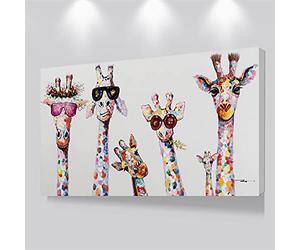 famille de girafe Peinture sur toile Peintures décoratives Affiches d'art mural de toile de famille de girafe curieuse 80x120cm (31 "x47") Sans cadre