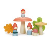 Famille de gnomes et forêt rouge, bleu, orange TU