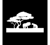 Famille de lions, paysage africain, animaux naturels, enfants Stickers muraux 45x81.1cm Décoration artistique Blanc