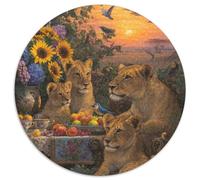 Famille de Lions prenant Son Petit-déjeuner 1000pcs (67.5x67.5cm) Puzzles Adaptés Aux Adultes Et Aux Personnes Âgées De 14 Ans Et Plus