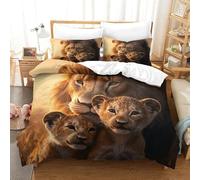 Famille de Lions-Style Portrait d'animal Sauvage_2 Ensemble De Literie 3D Parure De Lit Microfibre Housse De Couette Douce Et Confortable Linge De Lit King（220x240cm）
