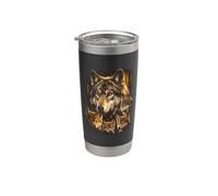 Famille de loups avec oursons forêt sauvage Y2K style années 90 Gobelet isotherme en acier inoxydable double paroi