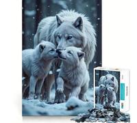 Famille de Loups Blancs dans Une forêt enneigée Puzzle Adulte 1000 pièces Jeu de réflexion Cadeau Découpe de Haute précision Activité relaxante à Faire en Groupe à l'intérieur (38x52cm)