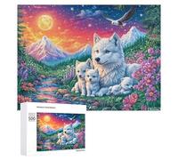 Famille de Loups dans la forêt d'érable enneigée Puzzle 500 Pièces pour Adolescents 14+ Activité du Week-End Raisonnement Logique Cadeau pour 500 PCS