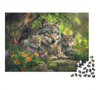 Famille de Loups dans la forêt Puzzle 1000 Pièces Educa Jouet Divertissement Créatif De l'art De La Décoration Animaux Jeu Éducatif Challenge Toy Adultes Et Enfants À Partir De 14 Ans 52x38cm/1000pcs