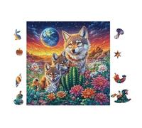 Famille de Loups Desert 100 Pièces Puzzle Personne Âgée en Carton Rigide Facile Débutant Anti-Stress Activité Manuelle Thérapie Occupationnelle Petit Prix 28x28cm