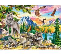 Famille De Loups Et Aigles. - Puzzle 300 Pièces