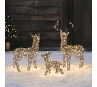 Famille de Mini Rennes Lumineux en Rotin Studley