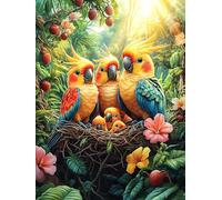 Famille de perroquets dans la forêt tropicale 300 Pièces Puzzle Collectionneur En Carton Rigide Sans Déformation Animal de conte de fées d'accompagnement Très Difficile Motif Complexe Décoration Mural