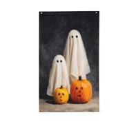 Famille de petits fantômes mignons drapeaux de maison de cour, 9,6 x 1,5 m, bannière de vœux avec œillets, décoration d'intérieur et d'extérieur