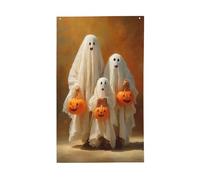 Famille de petits fantômes mignons drapeaux de maison de cour, 9,6 x 1,5 m, bannière de vœux avec œillets, décoration d'intérieur et d'extérieur