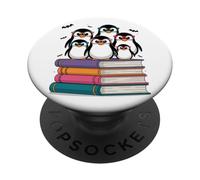 Famille de Pingouins sur des Livres avec Lunettes de Soleil PopSockets PopGrip Adhésif