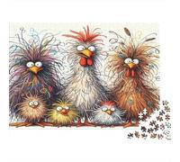 Famille de Poulet drôle Puzzles pour Adultes sans Poussière, Puzzle d'art Jeu Éducatif Décompression pour Une Activité Zen, Cadeau Fête des Mères/Pères 70x50cm/1000pcs