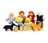 Bigjigs Toys Heritage Playset Wooden Dolls House People - 8 Wooden Dolls Family