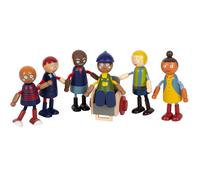 Small Foot Design – Famille de poupées avec fauteuil roulant – 6 poupées en bois – Beige