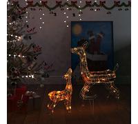 vidaXL Décoration de Noël Famille de rennes acrylique 160 LED colorées