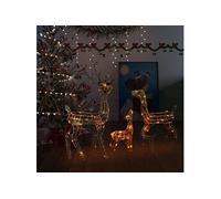 Famille de Rennes de Décoration Rennes Lumineux Décoration de Noël Jardin Patio Arrière-cour Extérieur Intérieur Acrylique 300 LED Colorées