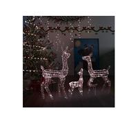 Famille de Rennes de Décoration Rennes Lumineux Décoration de Noël Jardin Patio Arrière-cour Extérieur Intérieur Acrylique 300 LED Blanc Chaud