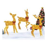 Famille de Rennes de Noël d'Extérieur | 3 Pièces Décoration De Fêtes Acrylique 2D Illuminée - Renne Debout Décoration de Jardin,pour Quartier Pelouse Jardin Porche Patio Arrière Cour Allée Activité Fa