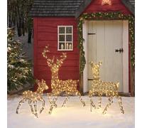 Famille de Rennes Lumineux en Rotin Studley à LED Bicolore