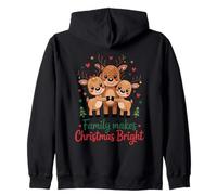 Famille de Rennes Mignonnes de Noël Lumineuses Sweat à Capuche