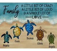 Famille De Tortues Personnalisée Un Peu De Folie Un Peu De Bruit Et Beaucoup d'amour Tapis De Porte Drainage Paillasson Anti-Salissures Paillasson Exterieur pour Maison Intérieur Balcon 40 X 60Cm