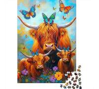 Famille de Vache Papillon Puzzle 1000 Pièces Passionnés, Carton Recyclé Solide, Décoration Intérieure, Art Mural, Cadeau Amis, Puzzle Vacances Indoor 70x50cm/1000pcs