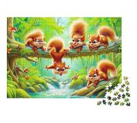 Famille d'écureuil Mignon 1000 Pièce Stock De Cartes Premium Jeu De Puzzle pour Enfants Débutants Jeu Amusant Belle Décoration Le 52x38cm/1000pcs