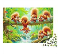 Famille d'écureuil Mignon Puzzle 1000 Pièces Carton Premium pour Couples, Entraînement De Concentration, Loisir en Intérieur, Cadeau De Maison Neuve Idéal 38x26cm/1000pcs