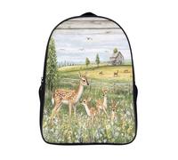 famille des cervidés sacs à dos à la mode et durable 12 ans et plus étudiants sac d'école 2 compartiment ferme rustique sac à dos imprimé en 3d-16,garçons et filles pour les voyages les affaires