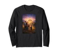 Famille Marchant vers Le Temple Scène Mormon Eternal Path Manche Longue