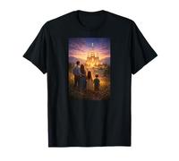 Famille Marchant vers Le Temple Scène Mormon Eternal Path T-Shirt
