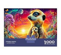Famille Meerkat 1000 Pièce soleils Papier Écologique Puzzle Premium Décompression du Jeu Éduchatif Cadeaux Décoration Murale Le 52x38cm/1000pcs