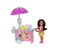 Barbie Famille Mini-poupée Brune Chelsea et Son Chariot à Glaces avec Figurine de Chat et Petits Accessoires, Jouet pour Enfant, FDB33 G