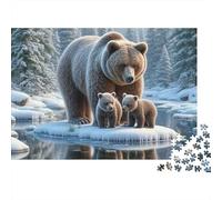 Famille Ours Hiver Puzzle 1000 Pièces Carton Premium pour Couples, Puzzle De Concentration, Amusement en Intérieur, Cadeau De Maison Neuve Idéal pour Nouveaux Mariés 70x50cm/1000pcs