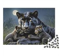 Famille Panthère Noire Puzzle 1000 pièces pour Adultes Panthère Noire Petits Lune Difficile Premium Épais Robuste Haute Qualité Vibrant Défiant Relaxation Antistress 38x26cm/1000pcs