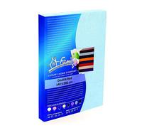 Famille Parure de lit en coton épais Drap housse en jersey pour lit double, 140 cm x 200 cm, Bleu